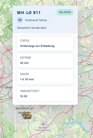 Tourenliste in der Fleetmap