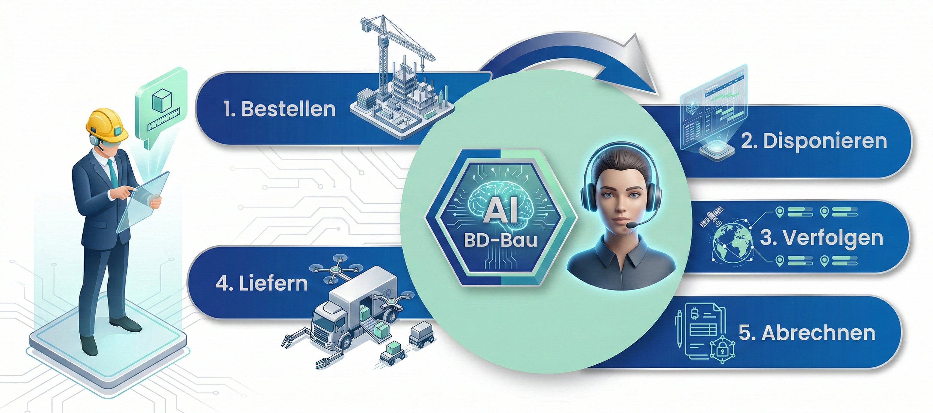 BauDigital+ Workflow: Bestellen, Disponieren, Verfolgen, Liefern, Abrechnen