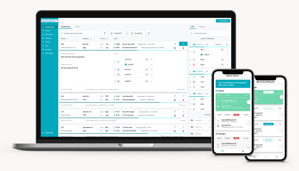 Disposition auf Desktop und Mobilgerät