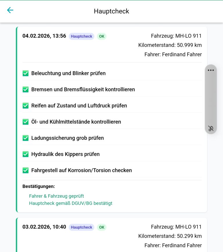 Fahrzeug-Check App Screenshot
